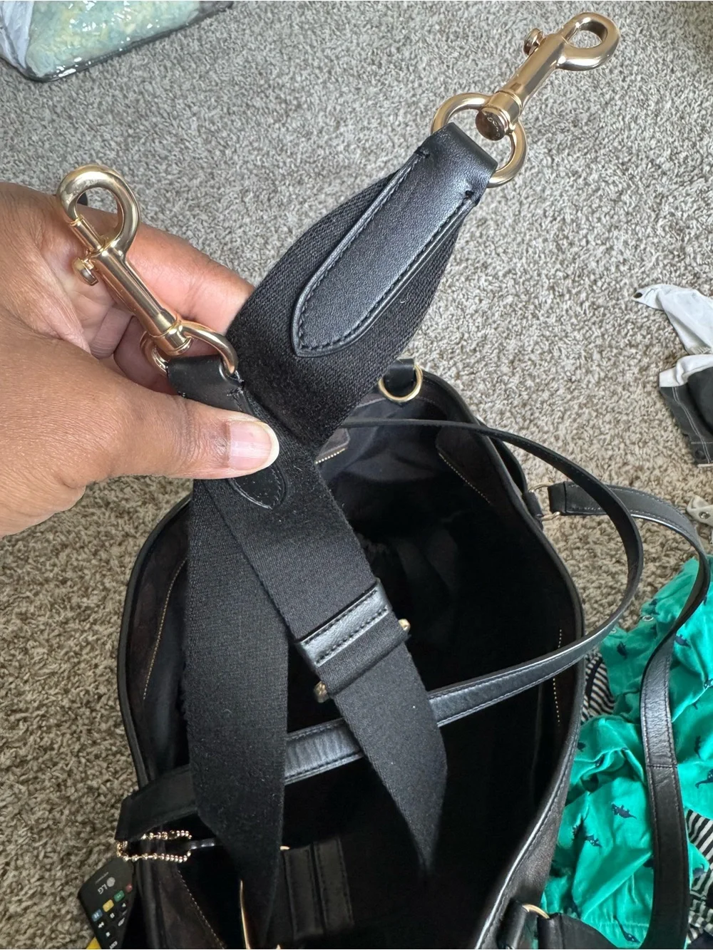 Coach Brown Signature Canvas Tote with Black Trim